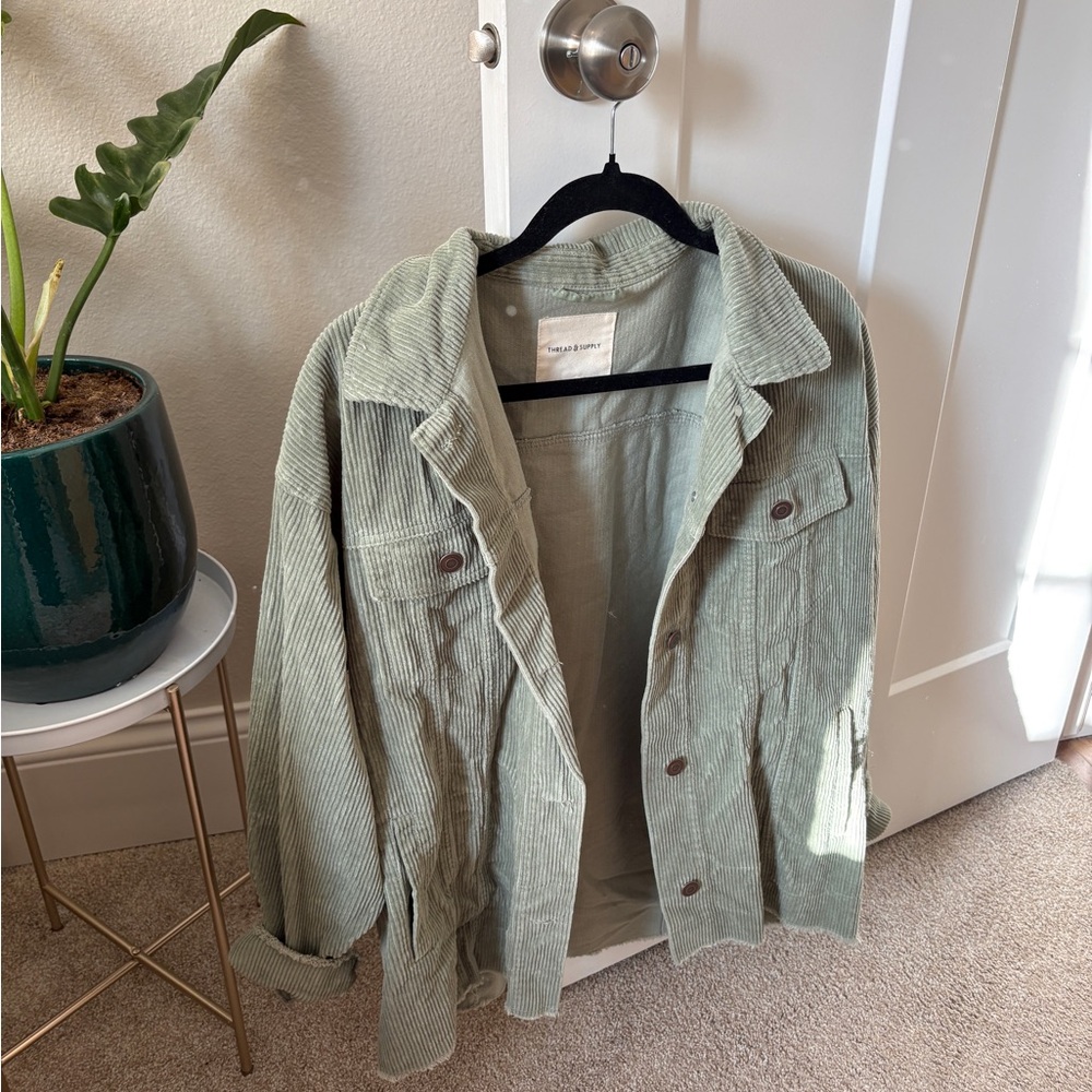 Thread & Supply Light Green Corduroy Jacket